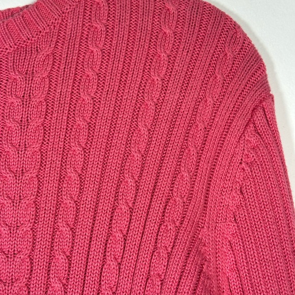 Marsh Landing by Amanda Smith Pink rose coral Cable Knit Crew Neck Sweater L‎ - Picture 8 of 14